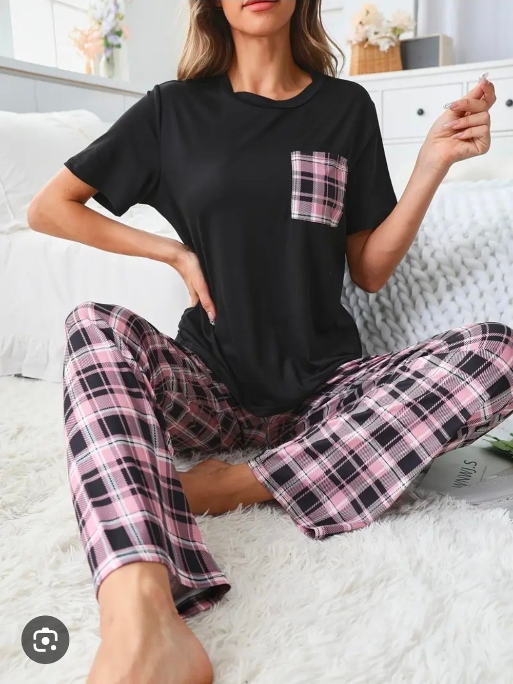 Women's Plaid Pajama Set – Fits Small/Medium